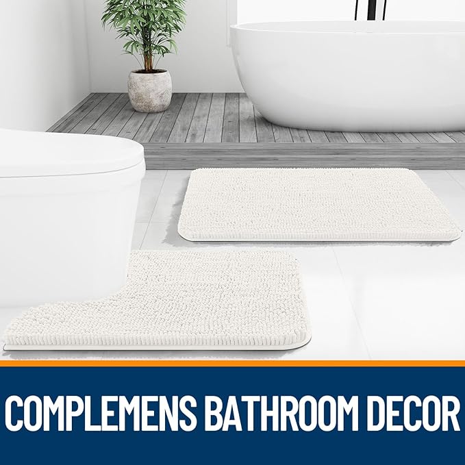 OLANLY Bathroom Rugs 32x20, Extra Soft Absorbent Chenille Bath Rugs, Rubber - Image 8