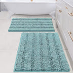 H.VERSAILTEX Bathroom Rugs Bath Mats Sets Super Absorbent Chenille Striped Bath by HVERSAILTEX