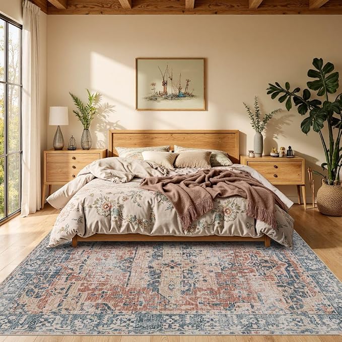 Rugxara 6x9 Area Rugs for Living Room Bedroom, Large Washable Rug, Coral - Image 2