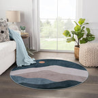 3ft Abstract Round Rug, Boho Washable Non-Slip Mountain Rugs - Image 8