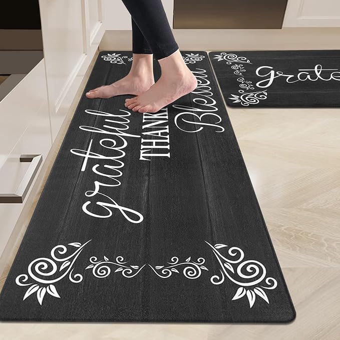 HEBE Anti Fatigue Kitchen Mat Set of 2 Non Slip Cushioned Kitchen Mats - Image 8