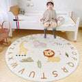 Poowe ABC Animals Kids Play Mat Baby Nursery Rug Round Educational Alphabet by Poowe