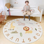Poowe ABC Animals Kids Play Mat Baby Nursery Rug Round Educational Alphabet by Poowe