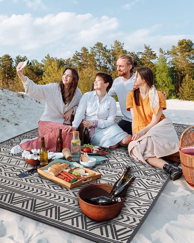 Outdoor Rug Carpet 8x10 ft, Flatweave Textured Outdoor Patio Rug Non Slip - Image 3