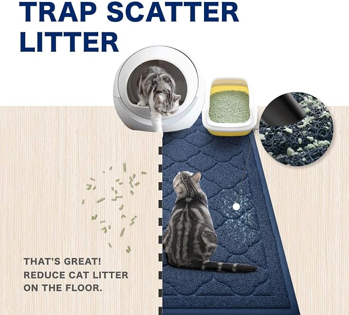 WePet Cat Litter Box Mat, Kitty Premium PVC Pad, Durable Trapping Rug, - Image 2