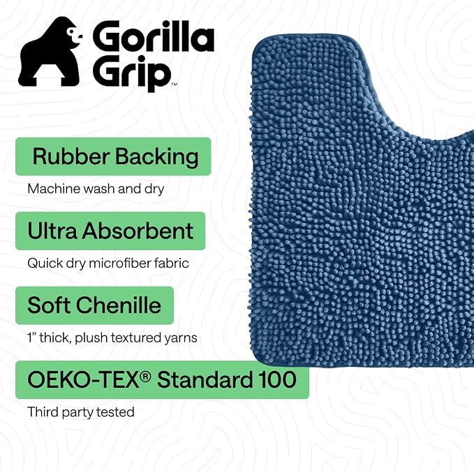 GORILLA GRIP Plush Absorbent Shaggy Chenille Bath Rug Mat - Image 3