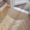Half Circle Dirt Trapping Door Mat 36x18, Taupe & White Faux Jute Rug | by Unknown