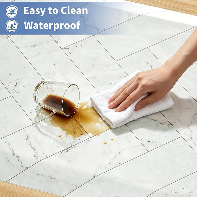 UKISS 9/10 Marble-Pattern Extra Thick Cushioned Kitchen Mat, Non-Slip - Image 5