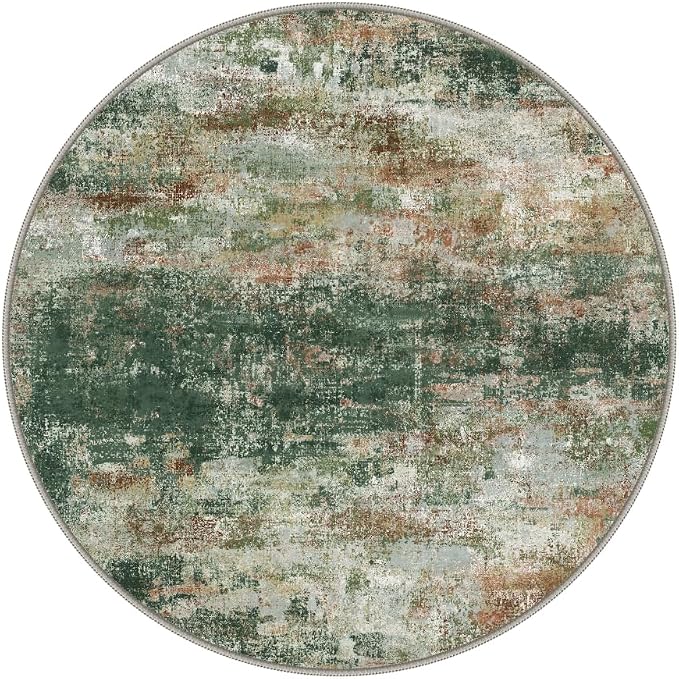 BEIMO Round Rugs 5ft for Living Room Bedroom, Modern Abstract Machine Washable - Image 2