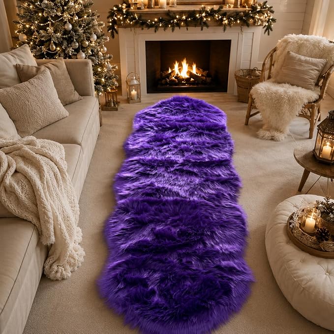 EasyJoy Faux Sheepskin Rug, Fluffy Faux Fur Rug, Ultra Soft Shag Area Rug by EasyJoy