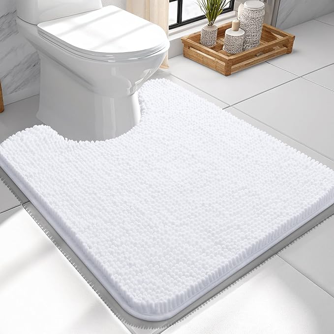 OLANLY Toilet Rugs U-Shaped 24x24, Extra Soft Absorbent Chenille Contour by OLANLY