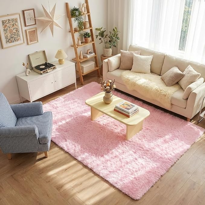 Mugorn Pink Fluffy Soft Rugs for Girls Bedroom, 3x5 Ft Small Shaggy Area Rugs - Image 6