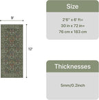 GENIMO 9x12 Washable Area Rug, Non-Slip Vintage Boho Floral Carpet, Soft - Image 2
