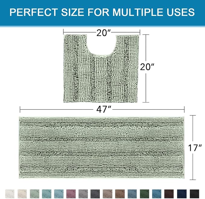 H.VERSAILTEX Bathroom Rugs Bath Rug Set 2 Piece Bathroom Contour Rug Toilet Mat - Image 2