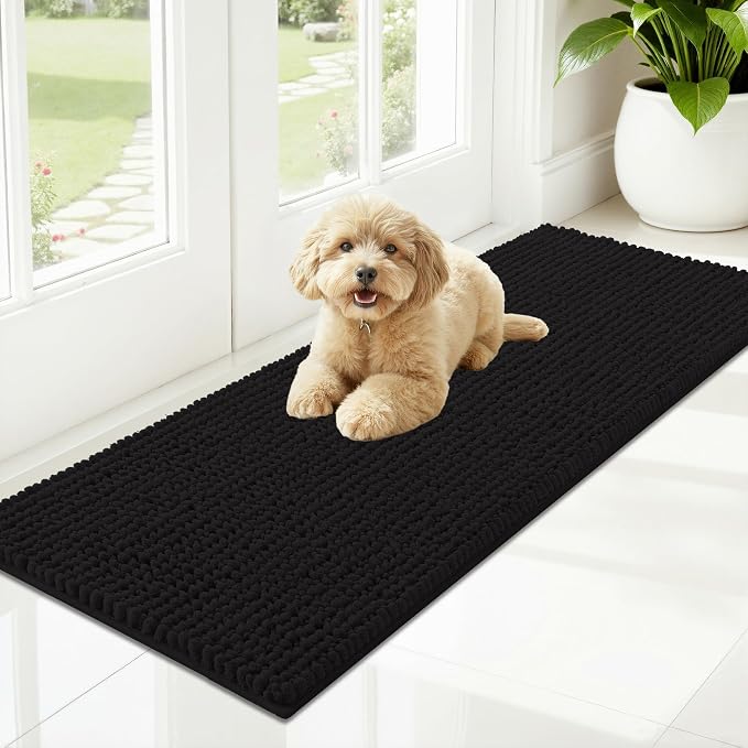 OLANLY Dog Door Mat for Muddy Paws 47x17, Ultra Absorbent Chenille Mud Doormat by OLANLY