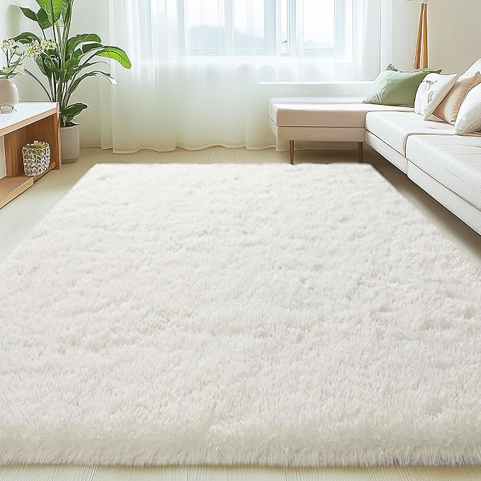 Mugorn 6x9 Rugs for Living Room, Large Fluffy Cream White Area Rugs for Bedroom by MUGORN