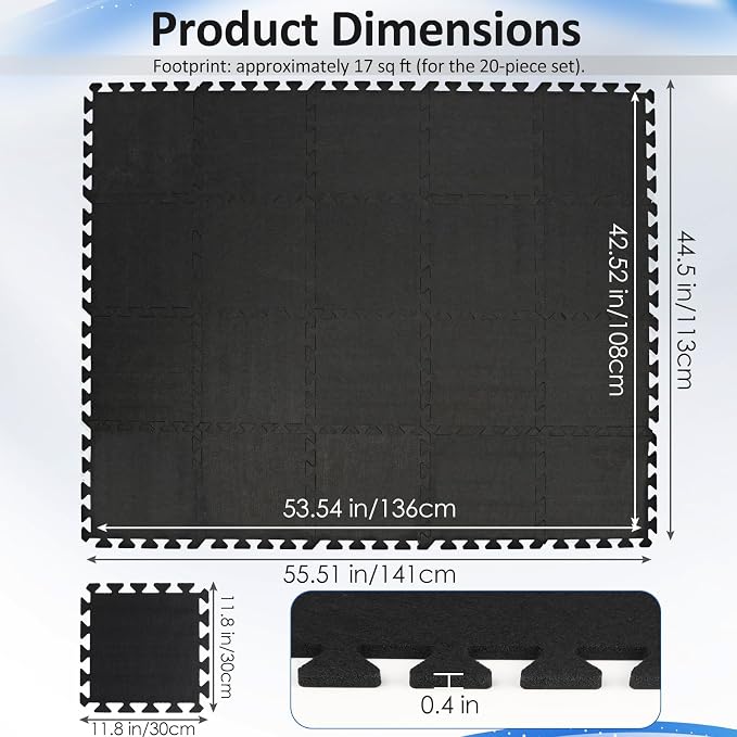 20 PCS Sound Absorbing Interlocking Floor Mats Pads 11.8 x 11.8 x 0.4 Inches - Image 2