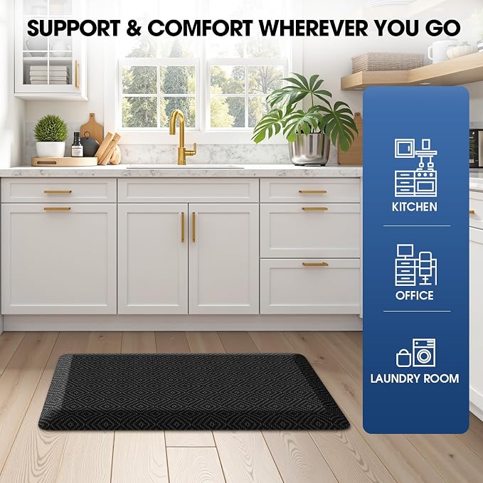 Mattitude 4/5 Inch Thick Kitchen Mat Cushioned Anti-Fatigue Floor Mat Water - Image 7