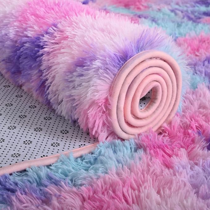 AROGAN Soft Rainbow Area Rugs for Girls Room 3x5 Feet, Fluffy Cute Colorful - Image 9
