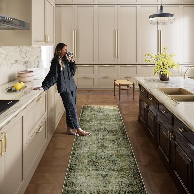 Machine Washable Kitchen Runner Rug: 2'x10' Hallway Rug Non Slip Low-Pile Stain - Image 3