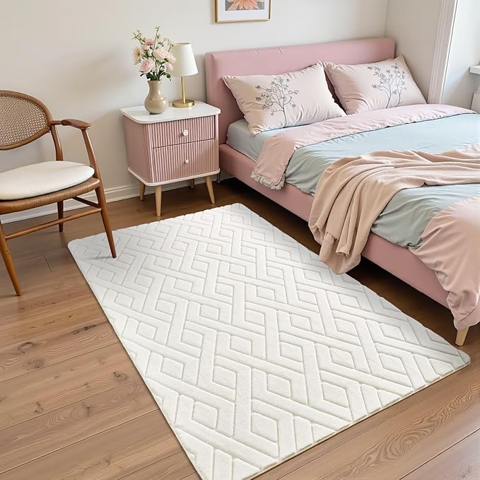 4x6 Cream White Washable Area Rug - Image 2