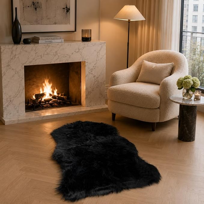 EasyJoy Ultra Soft Fluffy Shaggy Area Rug Faux Fur Rug Chair Cover Seat Pad by EasyJoy