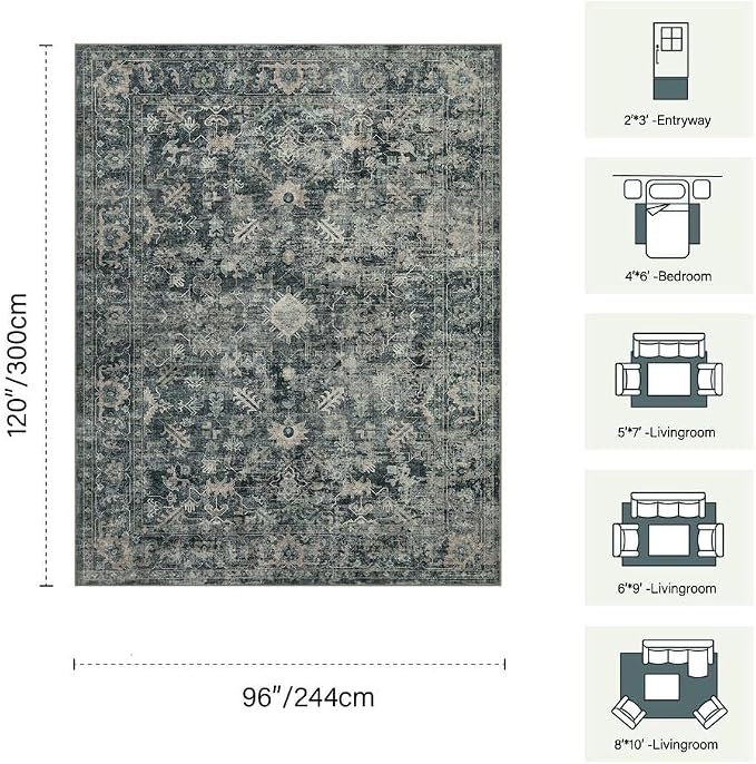 Rugxara 8x10 Area Rugs for Living Room Bedroom, Large Washable Rug, Non Slip & - Image 2