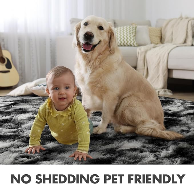 9x12 Ft Extra Large Shag Rugs for Living Room, Tie Dyed Ultra Soft Fluffy Furry - Image 4