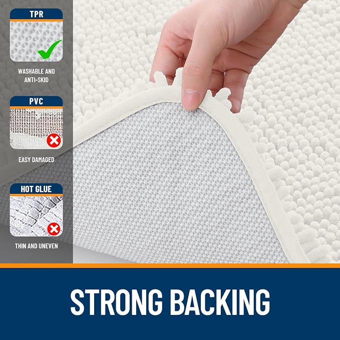 OLANLY Bathroom Rugs 32x20, Extra Soft Absorbent Chenille Bath Rugs, Rubber - Image 7