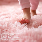 Light Pink Area Rugs for Bedroom Girls, Living Room Decor, Fluffy Fuzzy Plush - Image 3