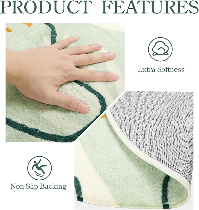 Lahome Sage Green Boho Bedroom Rug 4x6, Washable Non Slip Soft Botanical Area - Image 8