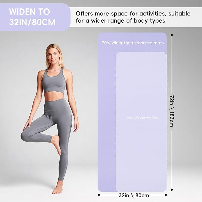 Extra Wide Yoga Mat 72" x 32", 6mm Non Slip TPE Exercise Mat - Image 2