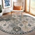 Lahome Moroccan Washable Round Area Rug, Soft Vintage Round Rugs 6ft by Lahome