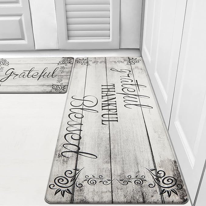 HEBE Anti Fatigue Kitchen Mat Set of 2 Non Slip Cushioned Kitchen Mats by HEBE