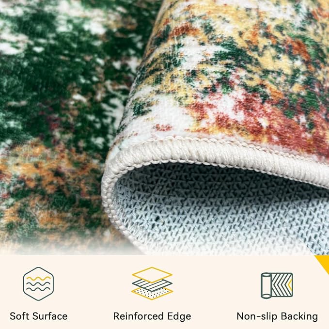 RELEANY Washable Area Rugs 4'x6' Non-Slip Modern Abstract Soft - Image 5