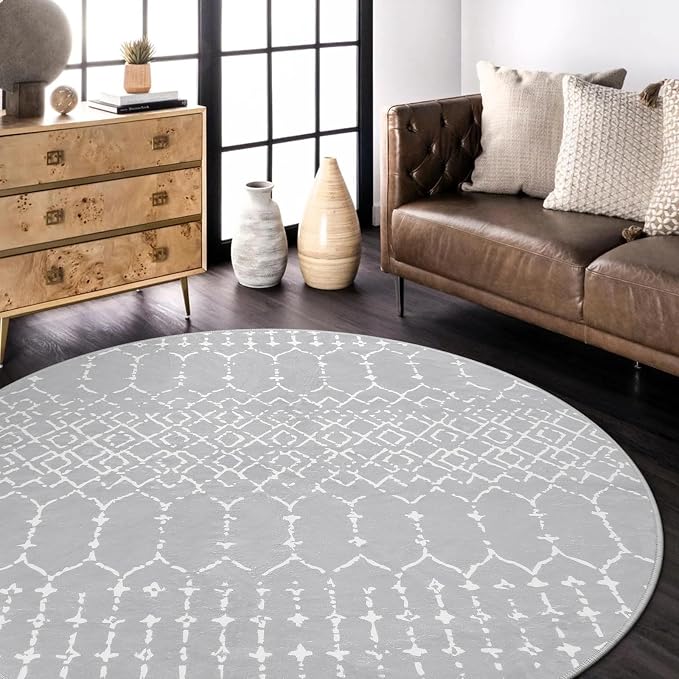 Lahome Moroccan Washable Round Rug 4Ft Round Area Rugs - Image 6