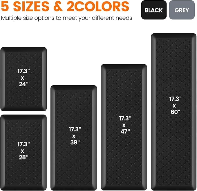TranquilRelax 4/5 Inch Thick Anti-Fatigue Kitchen Mat Water Resistant Non-Slip - Image 2