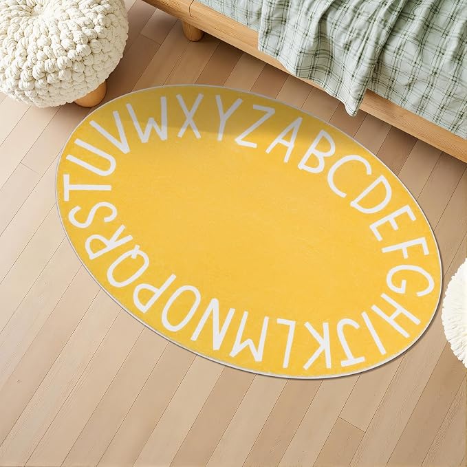 Topotdor Oval Kids Play Rug Alphabet Nursery Area Rug Extra Large Soft Crawling - Image 9
