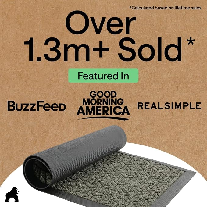 GORILLA GRIP 100% Waterproof All-Season WeatherMAX Doormat, US Designed Natural - Image 5