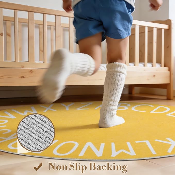 Topotdor Oval Kids Play Rug Alphabet Nursery Area Rug Extra Large Soft Crawling - Image 6