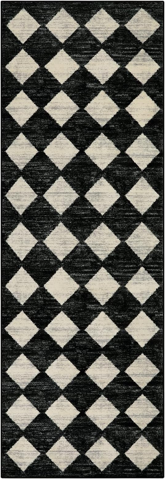 Lahome Zelie Washable Kitchen Runner Rug, 2x7 Black and White Hallway Bathroom - Image 9