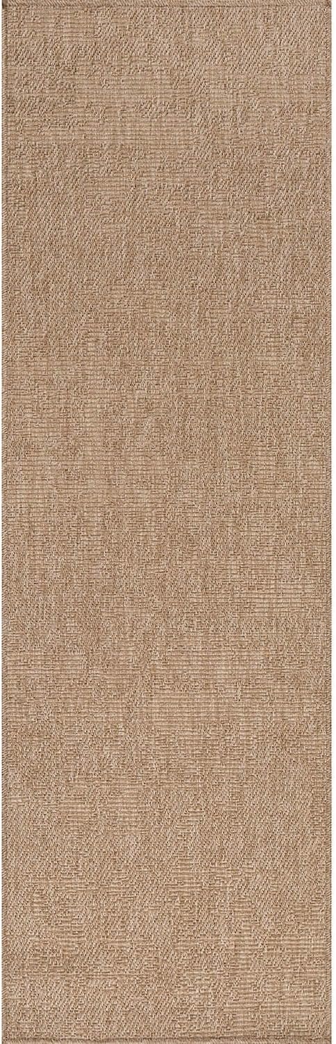 CAMILSON Indoor and Outdoor Runner Rug Natural Solid Boho Woven Design - Image 2