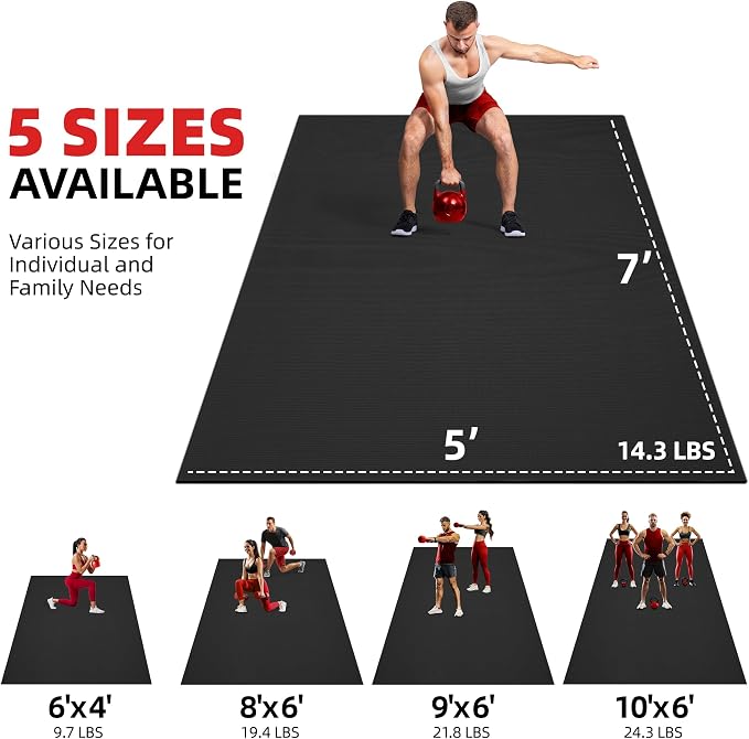 GymCope Extra Large Exercise Mat, Shoe-Friendly, High-Density, Weight Lifting - Image 6