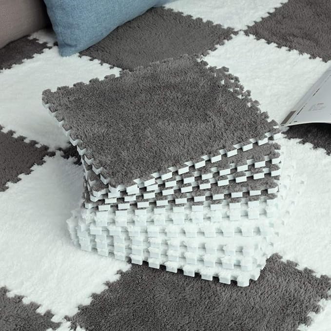 Smabee Interlocking Carpet Shaggy Soft EVA Foam Mats Fluffy Area Rugs - Image 2