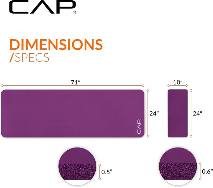 CAP Barbell 1/2-Inch High Density Exercise Yoga Mat - Image 4