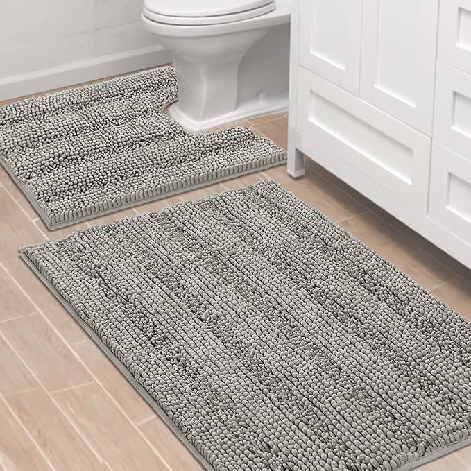 H.VERSAILTEX Bathroom Rugs Bath Rug Set 2 Piece Bathroom Contour Rug Toilet Mat by HVERSAILTEX