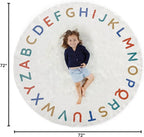 ABC Alphabet Rug for Kids – 6 ft Round White Boho Play Mat for Toddlers & Babies - Image 2