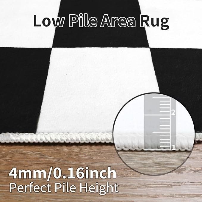 Terrug Black and White Checkered Rug - Image 7