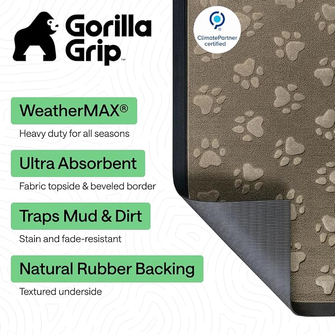 GORILLA GRIP 100% Waterproof All-Season WeatherMAX Doormat, US Designed Natural - Image 2