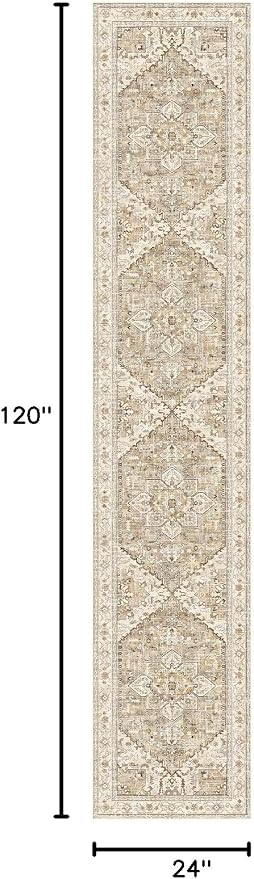 Yamaziot Washable Runner Rug, 2x10 Non-Slip Boho Vintage Hallway Rug Runner - Image 2